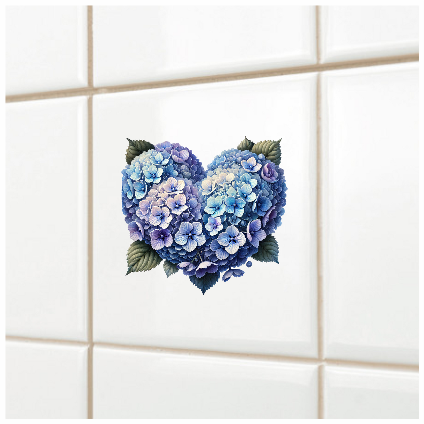 Blue Flowers Heart Leaves Vinyl Sticker Decal