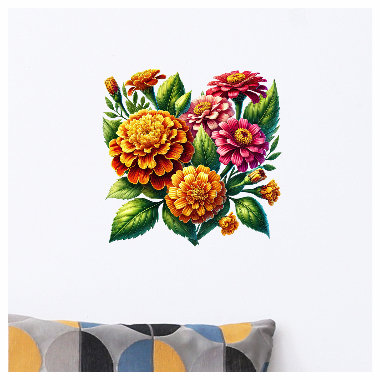 Flowers Orange Pink Green Leaves Vinyl Sticker Decal