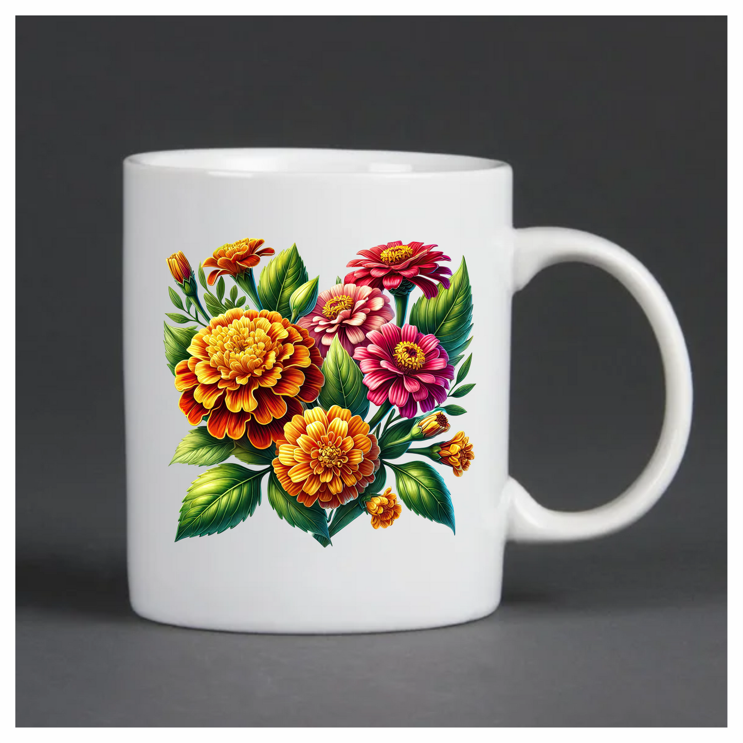 Flowers Orange Pink Green Leaves Vinyl Sticker Decal