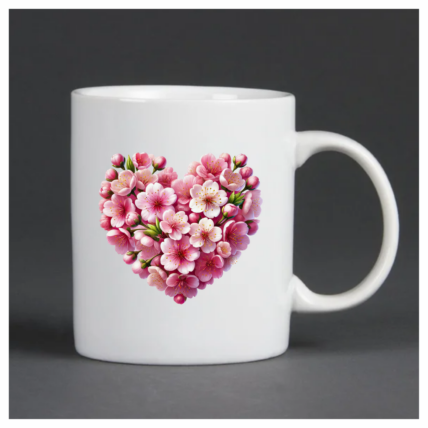 Pink Flowers Heart Shape Nature Vinyl Sticker Decal