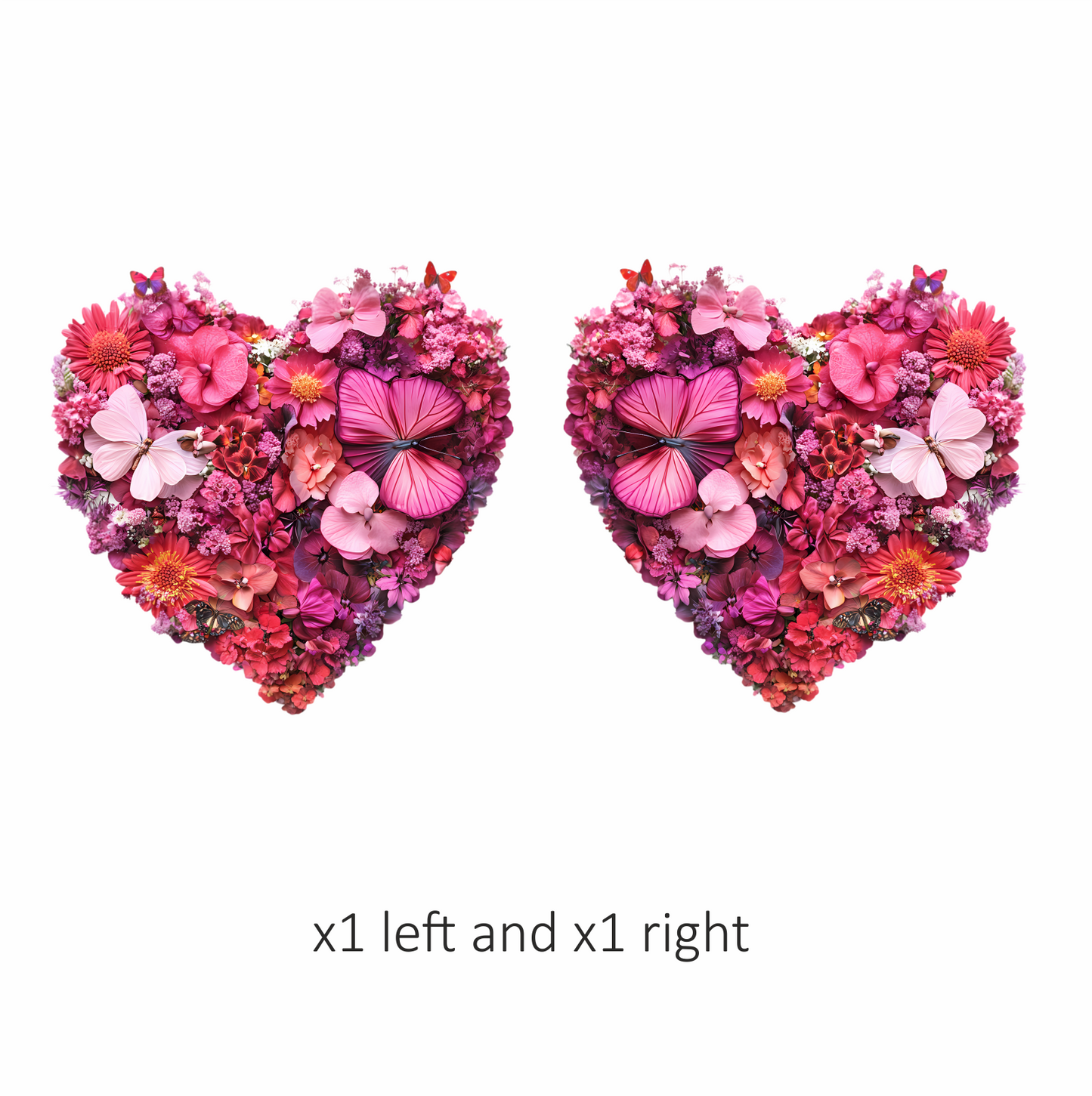 Pink Flowers Butterflies Heart Shape Nature Vinyl Sticker Decal