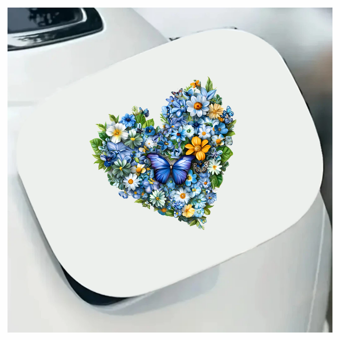 Blue Flowers Butterfly Heart Nature Vinyl Sticker Decal