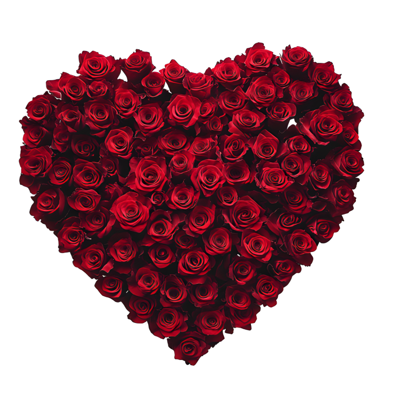 Red Roses Heart Shape Flower Arrangement Vinyl Sticker Decal