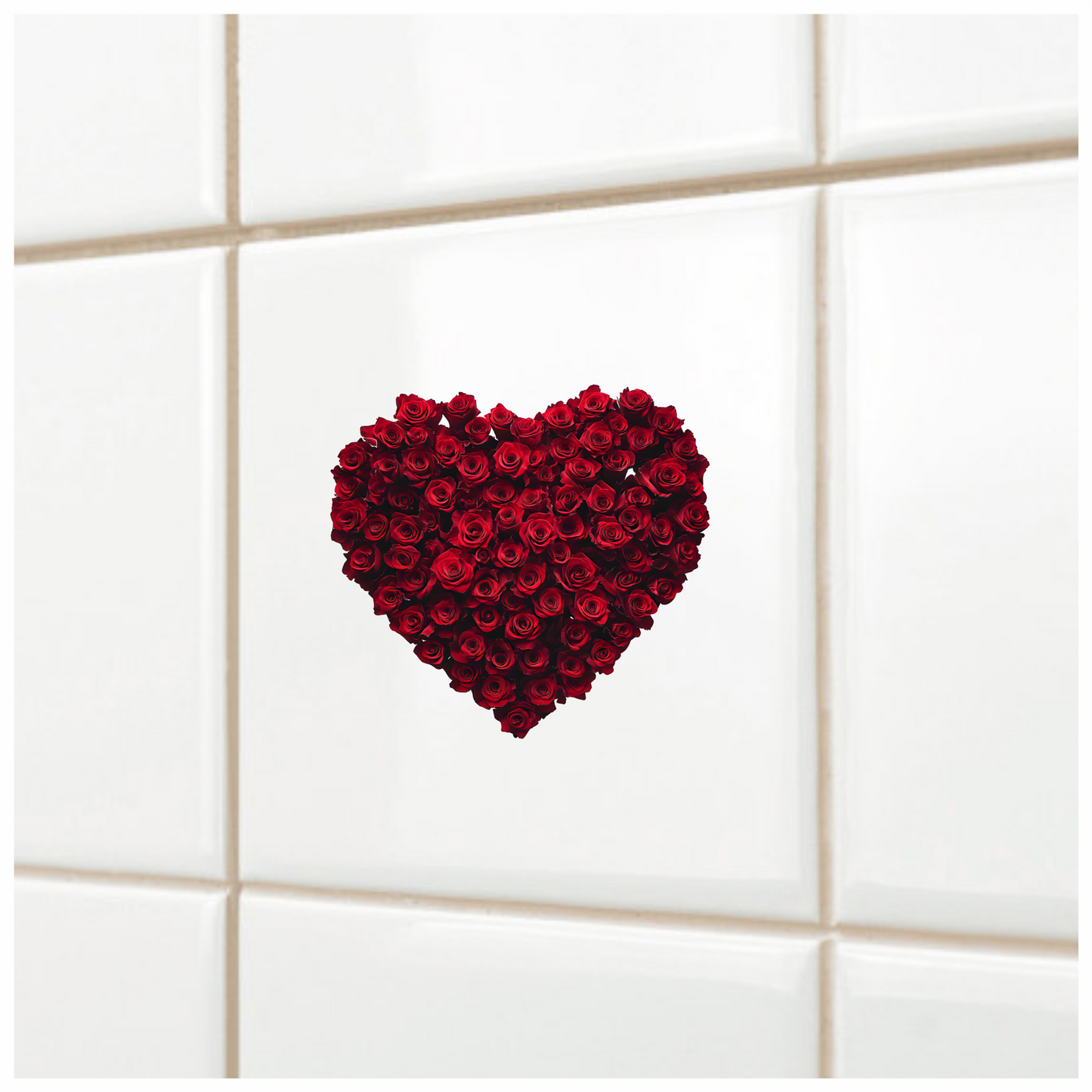 Red Roses Heart Shape Flower Arrangement Vinyl Sticker Decal