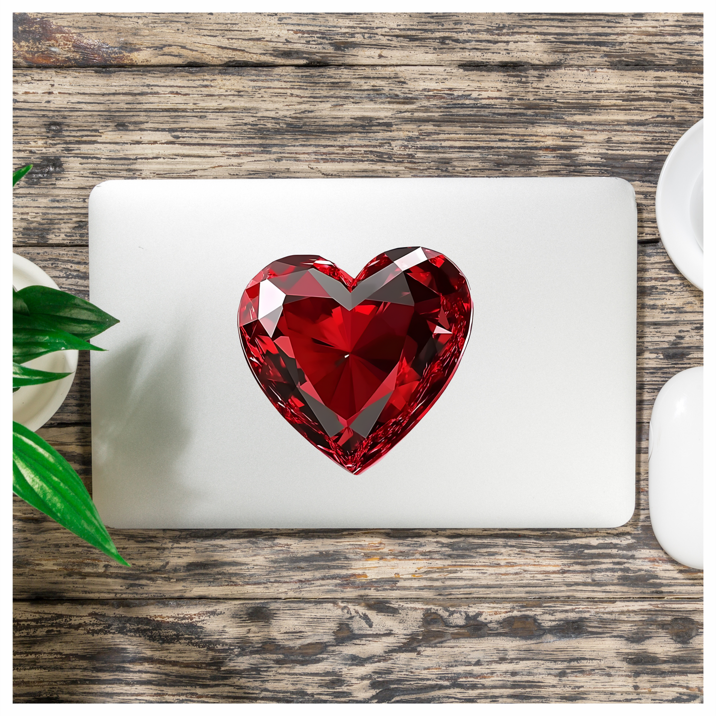 Red Heart Diamond Vinyl Sticker Decal