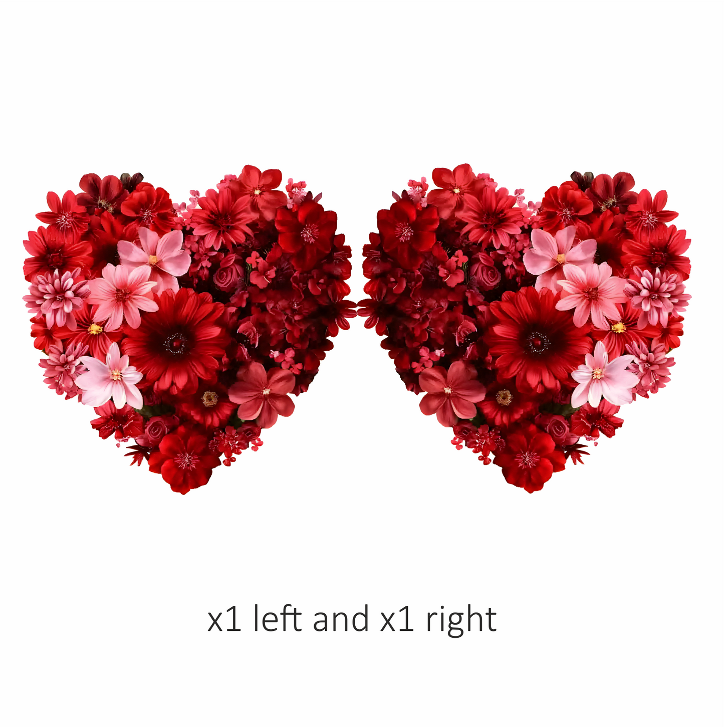 Red Flowers Heart Shape Floral Design Vinyl Sticker Decal