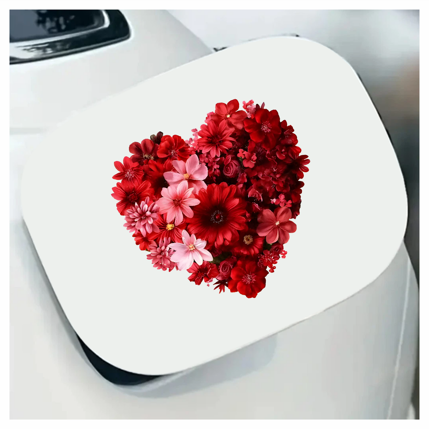 Red Flowers Heart Shape Floral Design Vinyl Sticker Decal