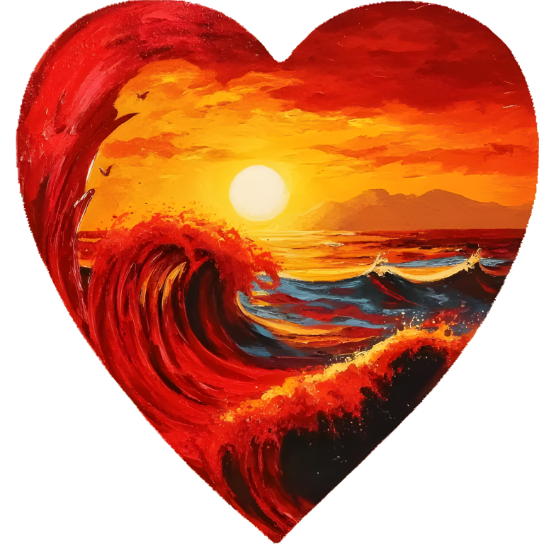 Red Ocean Sun Waves Birds Vinyl Sticker Decal