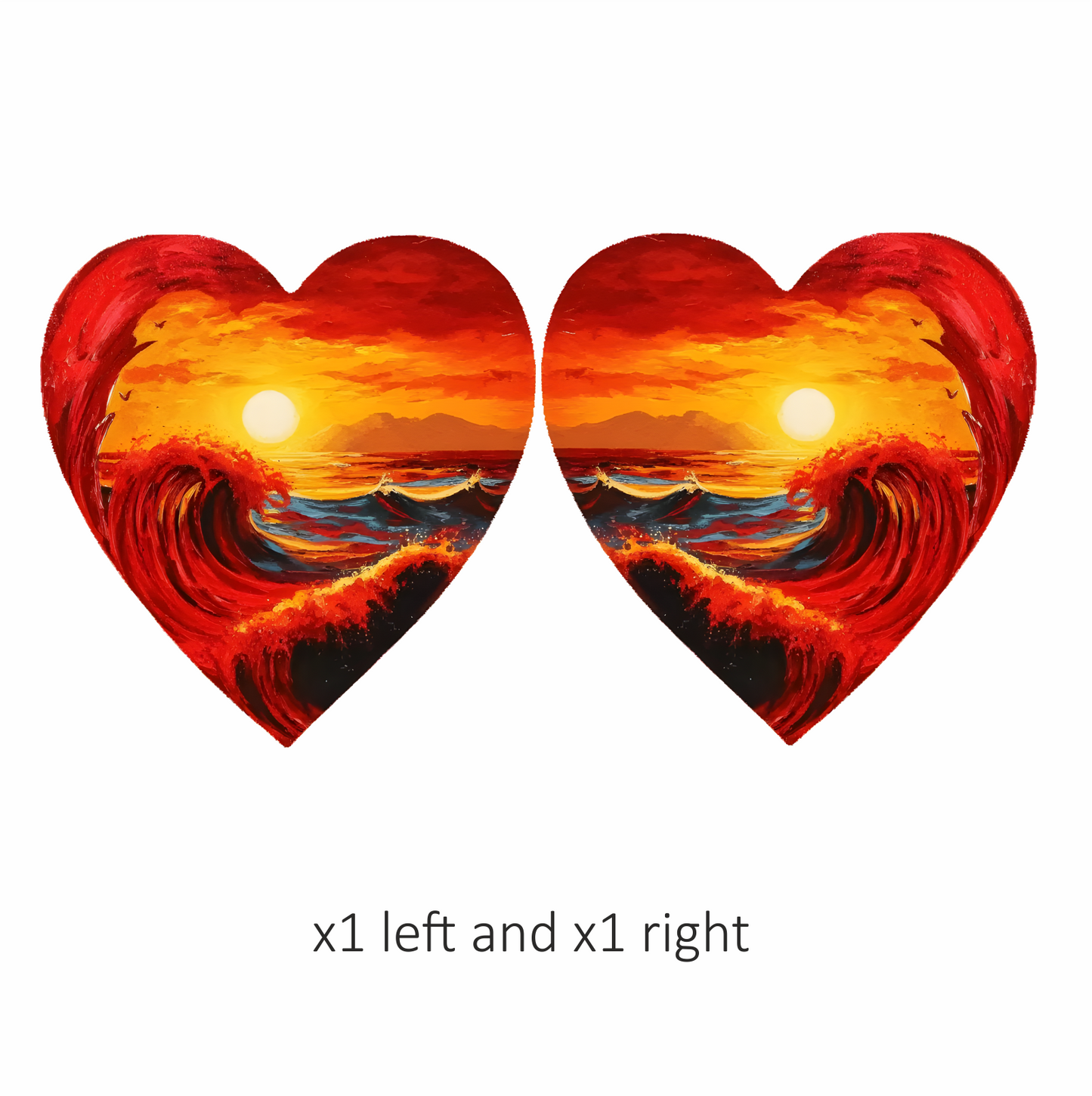 Red Ocean Sun Waves Birds Vinyl Sticker Decal