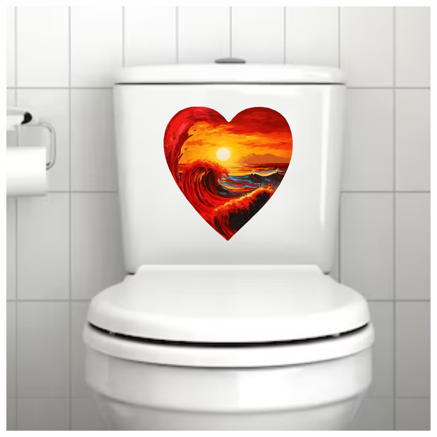 Red Ocean Sun Waves Birds Vinyl Sticker Decal