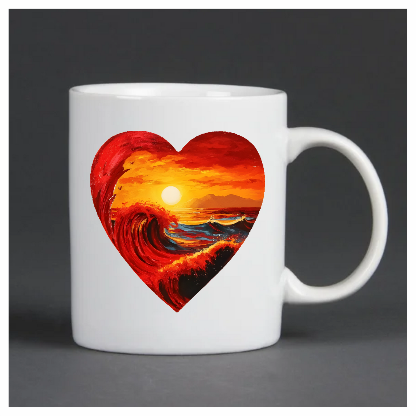 Red Ocean Sun Waves Birds Vinyl Sticker Decal