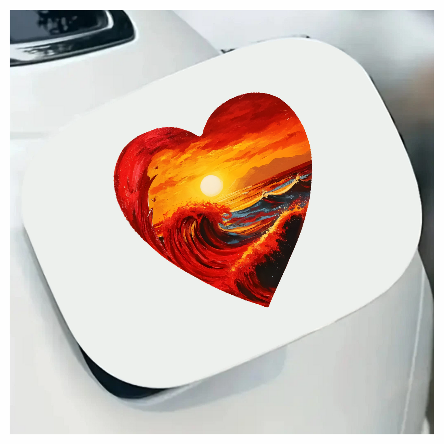 Red Ocean Sun Waves Birds Vinyl Sticker Decal