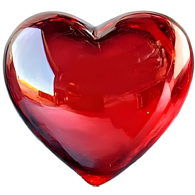 Red Heart Shape Smooth Reflection Vinyl Sticker Decal