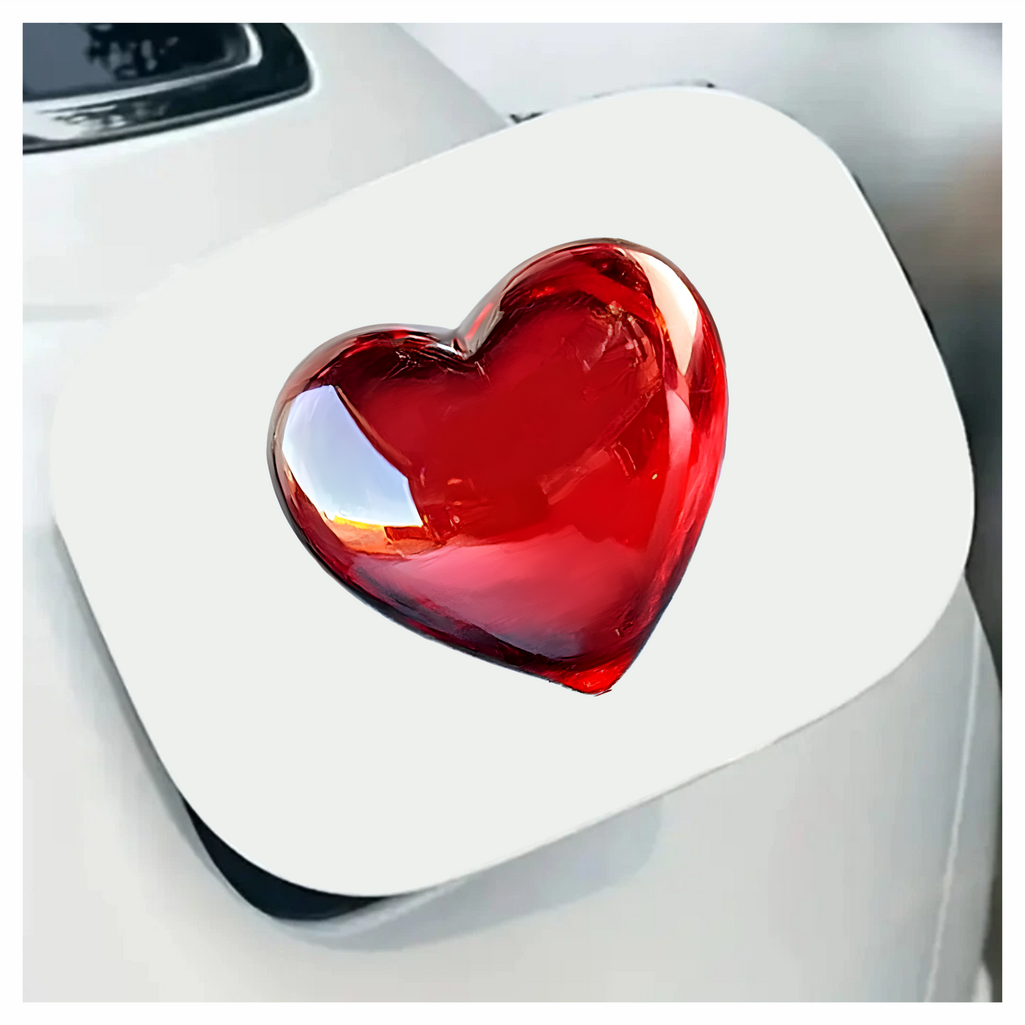 Red Heart Shape Smooth Reflection Vinyl Sticker Decal