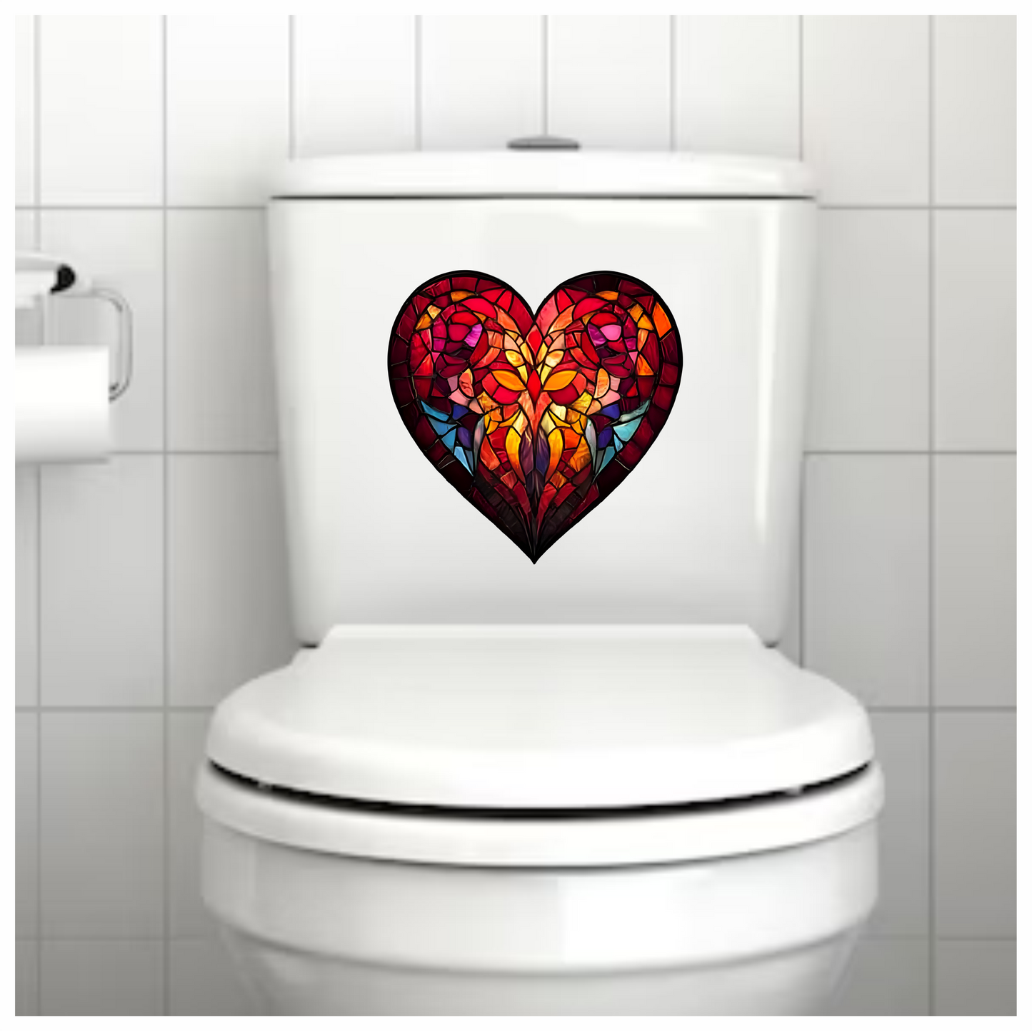 Red Heart Ram Stained Glass Artwork Vinyl Sticker Decal