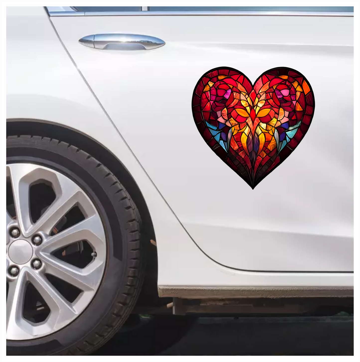 Red Heart Ram Stained Glass Artwork Vinyl Sticker Decal