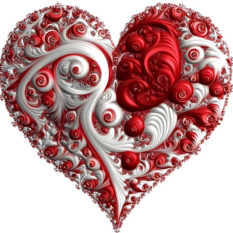 Red Swirls Heart Shape Abstract Design Vinyl Sticker Decal