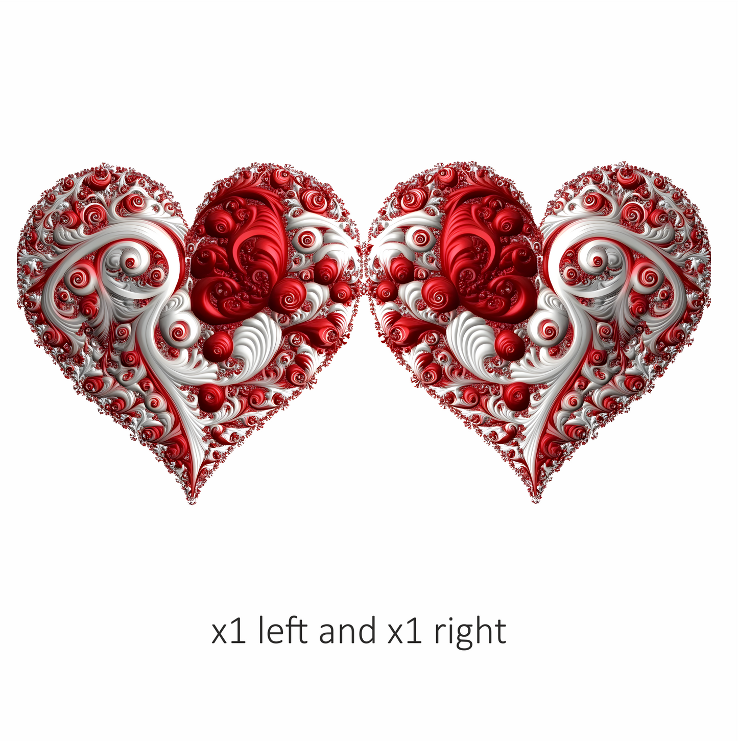 Red Swirls Heart Shape Abstract Design Vinyl Sticker Decal
