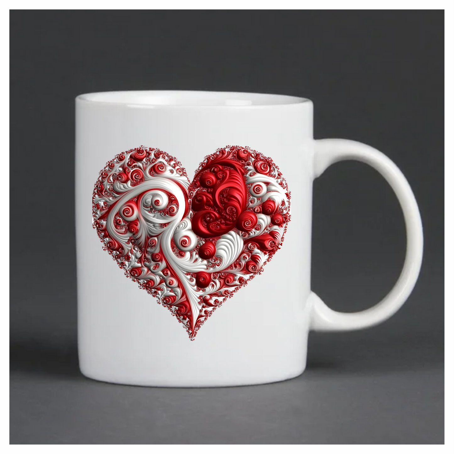 Red Swirls Heart Shape Abstract Design Vinyl Sticker Decal
