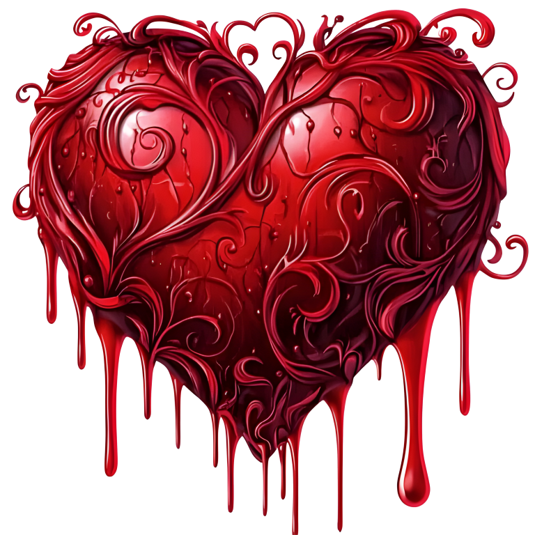 Red Heart Shape Dripping Liquid Vine Vinyl Sticker Decal