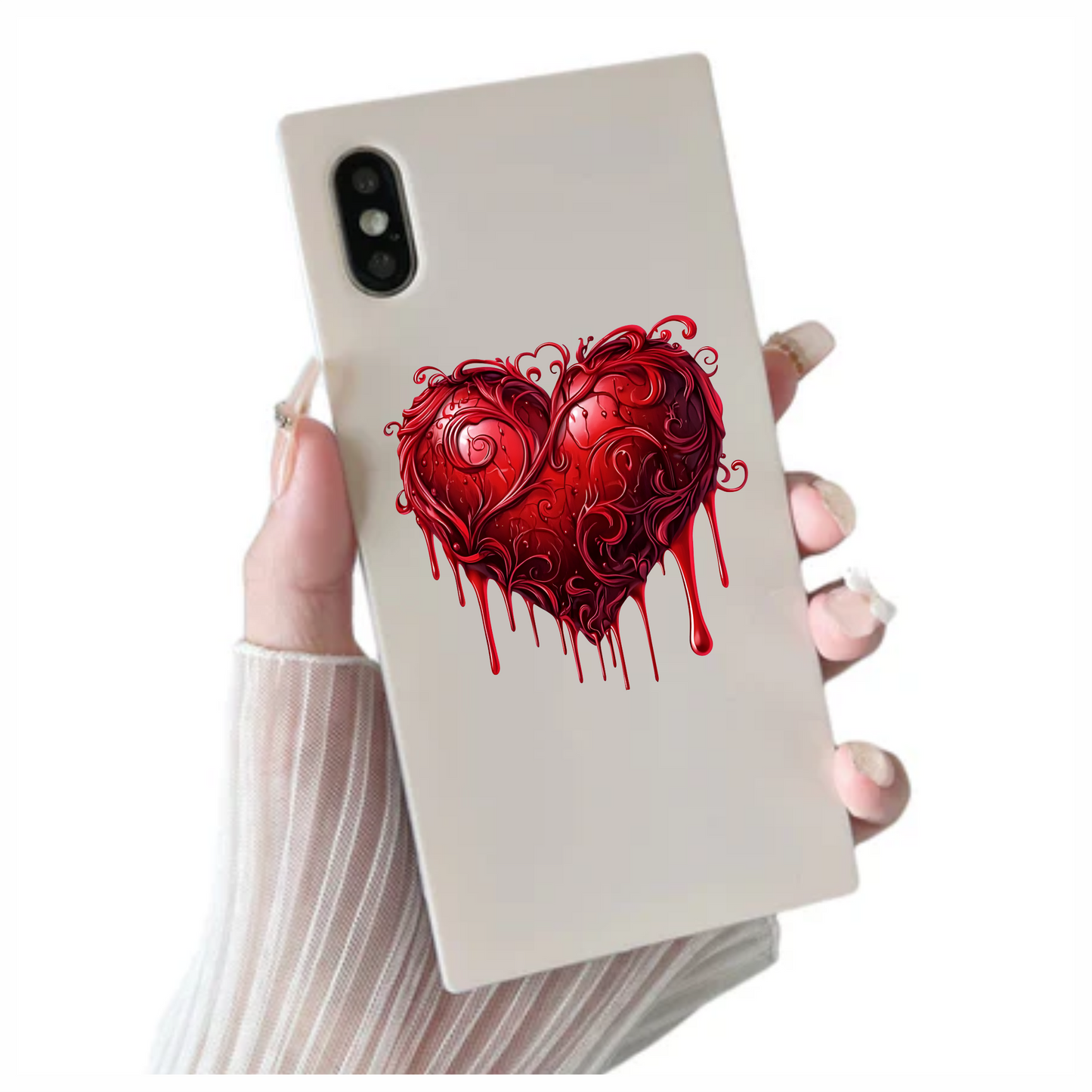 Red Heart Shape Dripping Liquid Vine Vinyl Sticker Decal