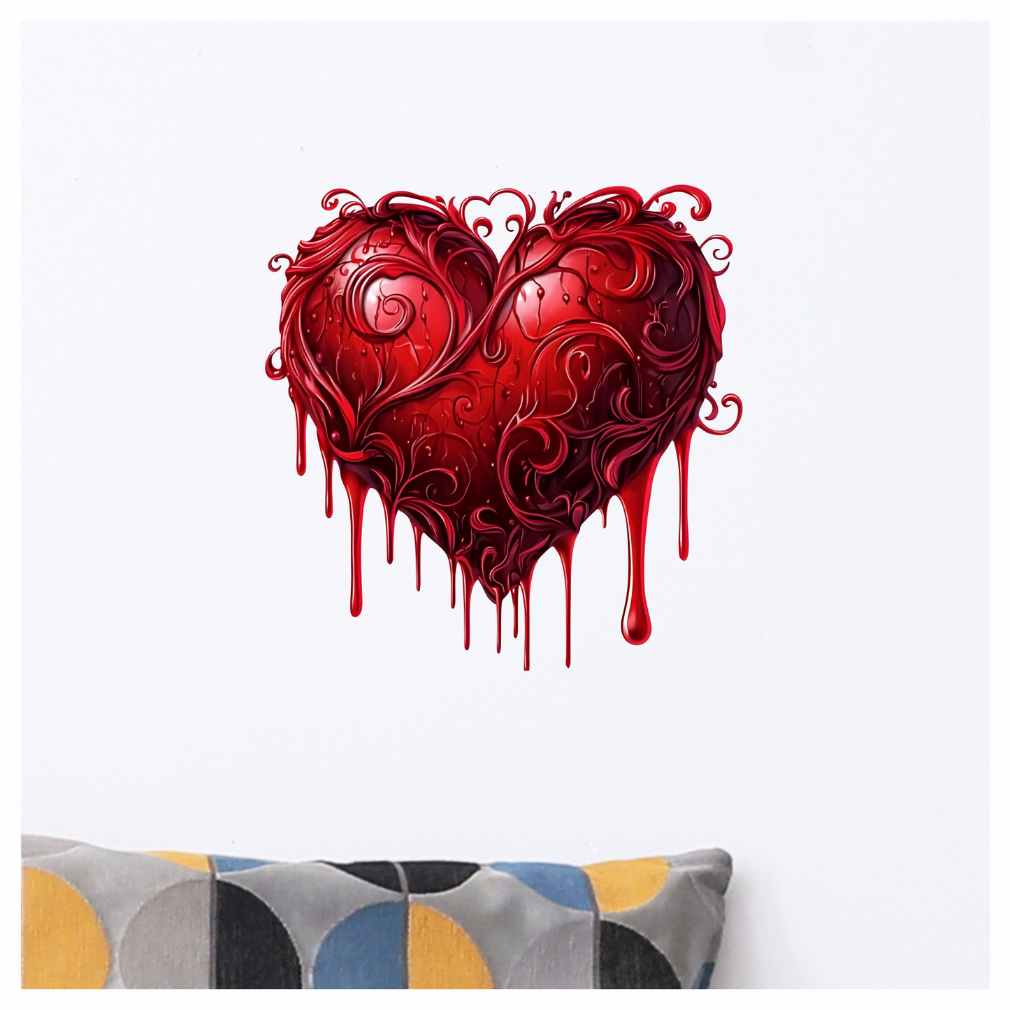 Red Heart Shape Dripping Liquid Vine Vinyl Sticker Decal