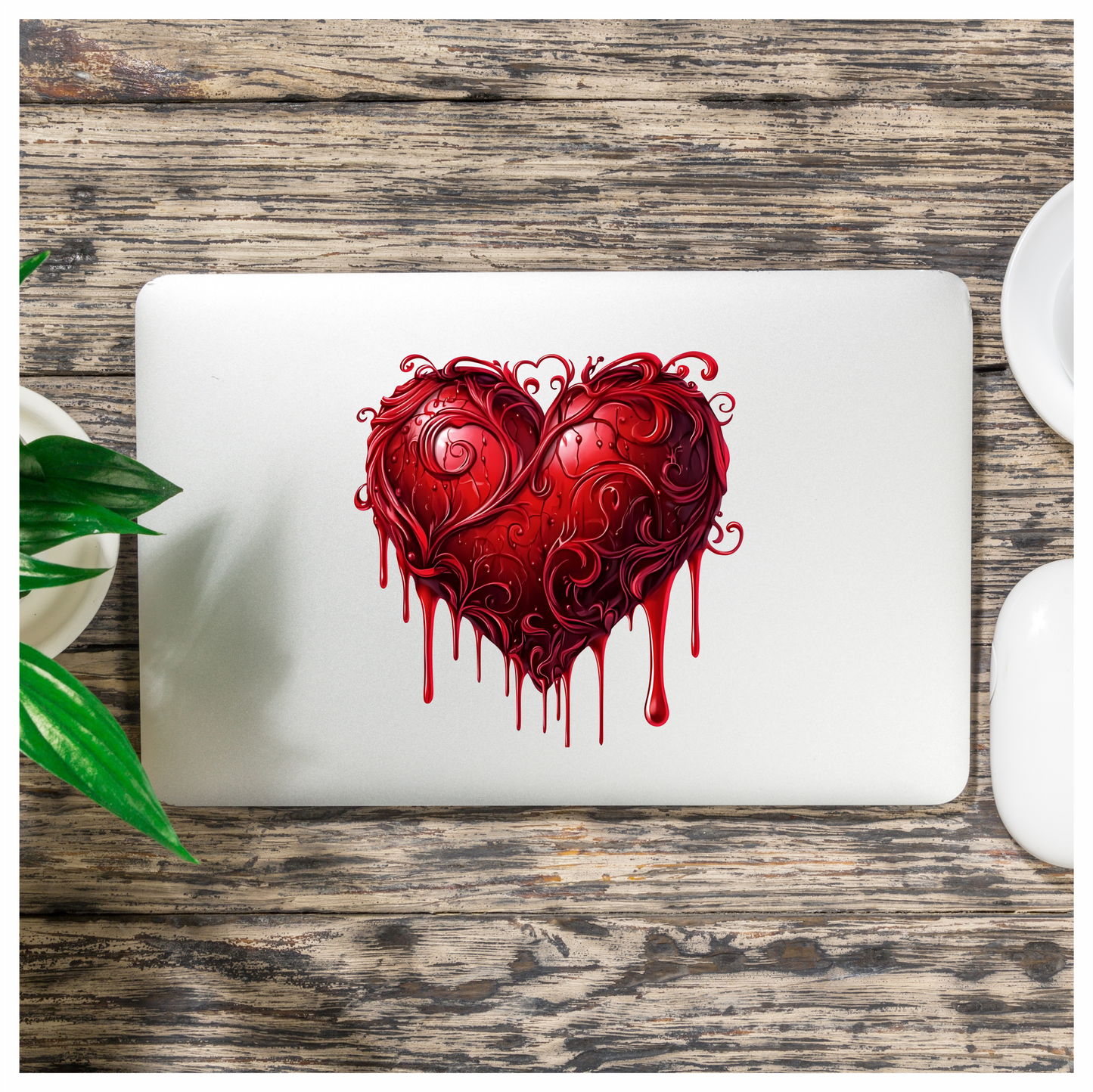 Red Heart Shape Dripping Liquid Vine Vinyl Sticker Decal