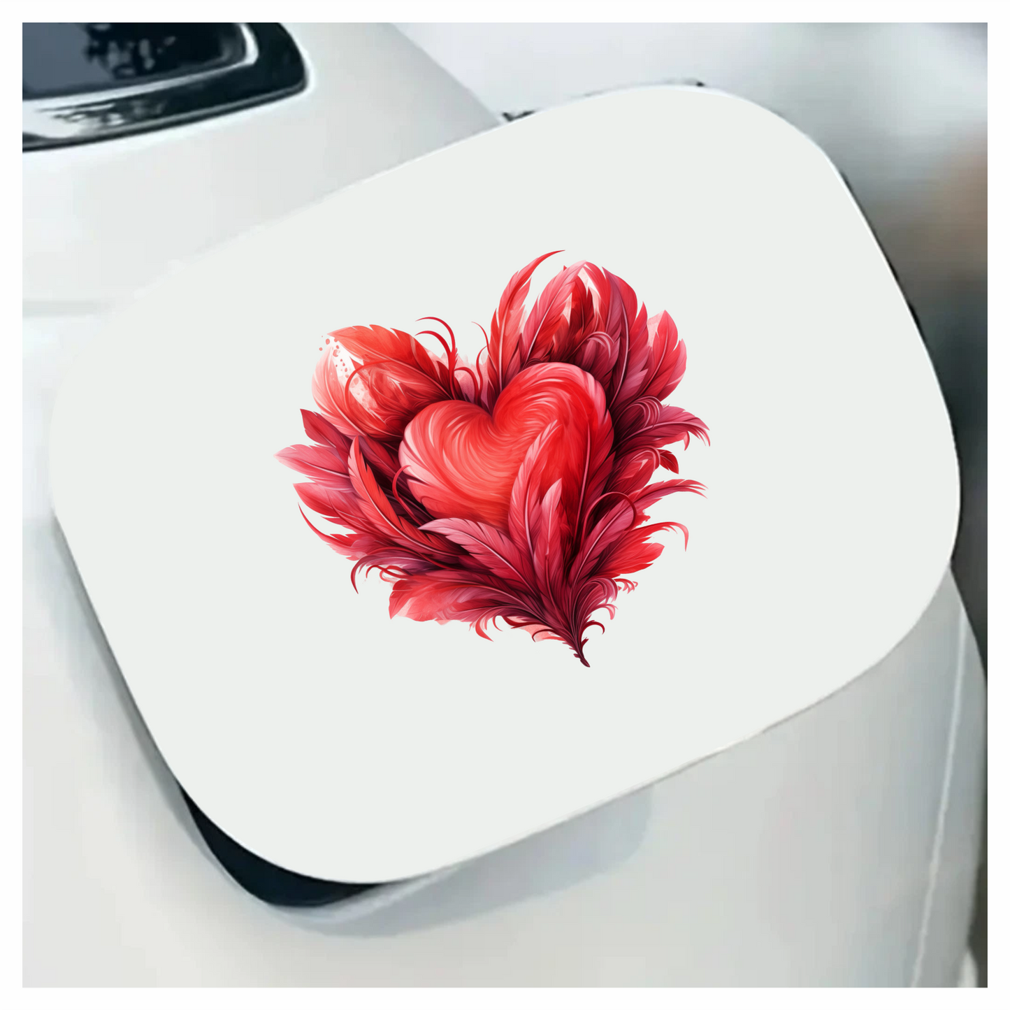 Red Heart Feathers Swirl Elegant Vinyl Sticker Decal