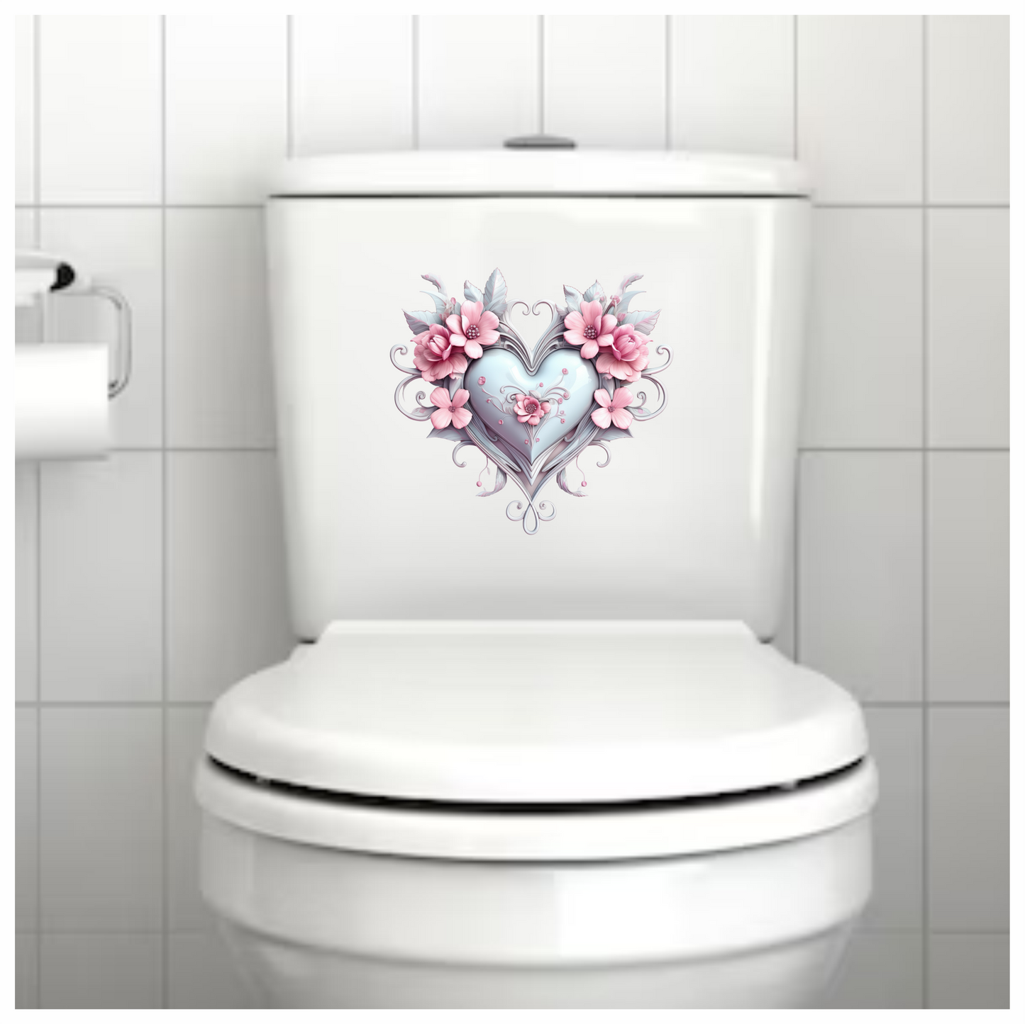 Pink Heart Flowers Swirls Glossy Vinyl Sticker Decal
