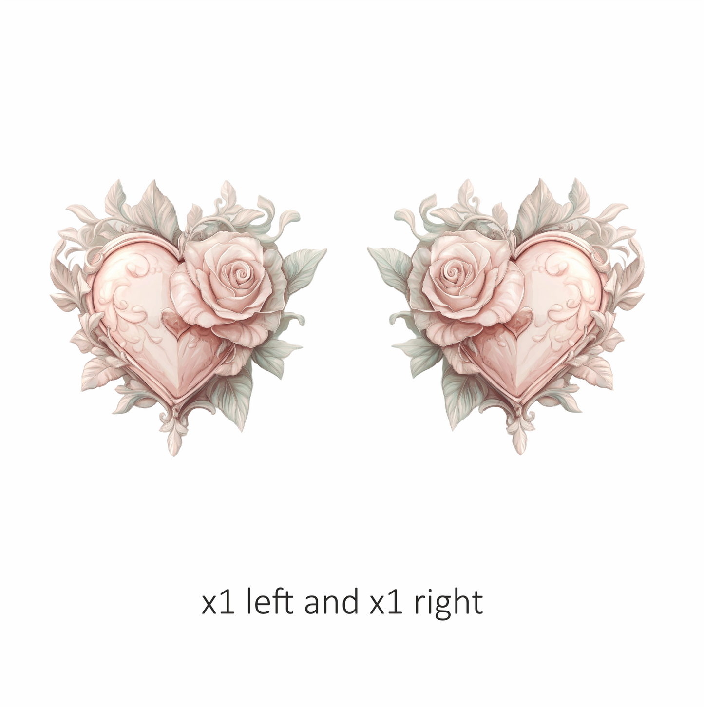 Heart Rose Pink Leaves Vinyl Sticker Decal