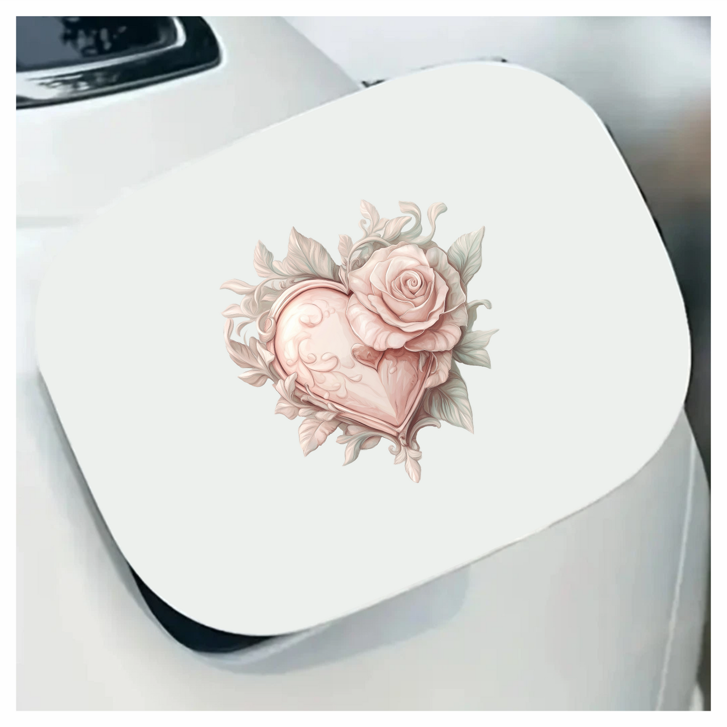 Heart Rose Pink Leaves Vinyl Sticker Decal
