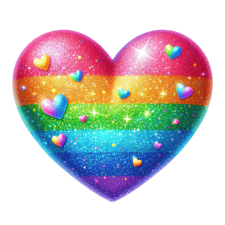 Rainbow Heart Sparkles Glitter Vinyl Sticker Decal
