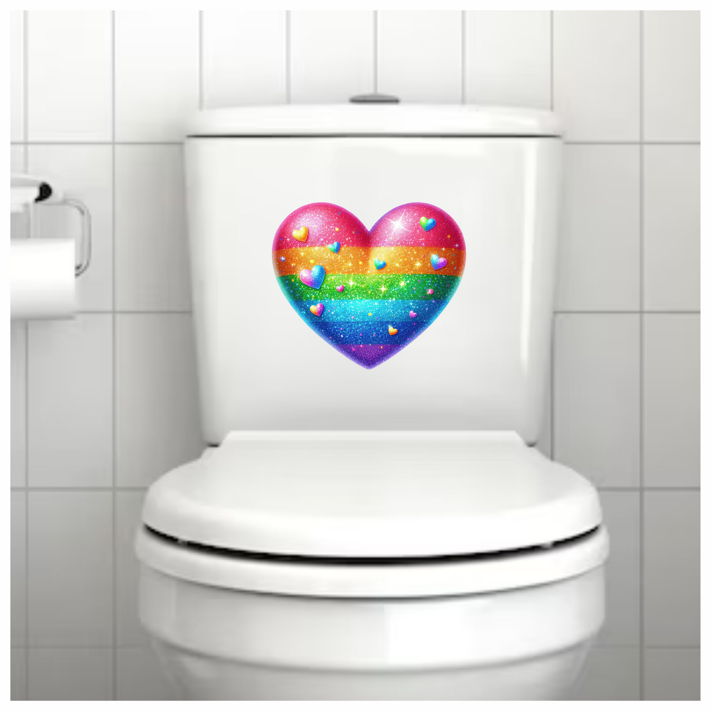 Rainbow Heart Sparkles Glitter Vinyl Sticker Decal