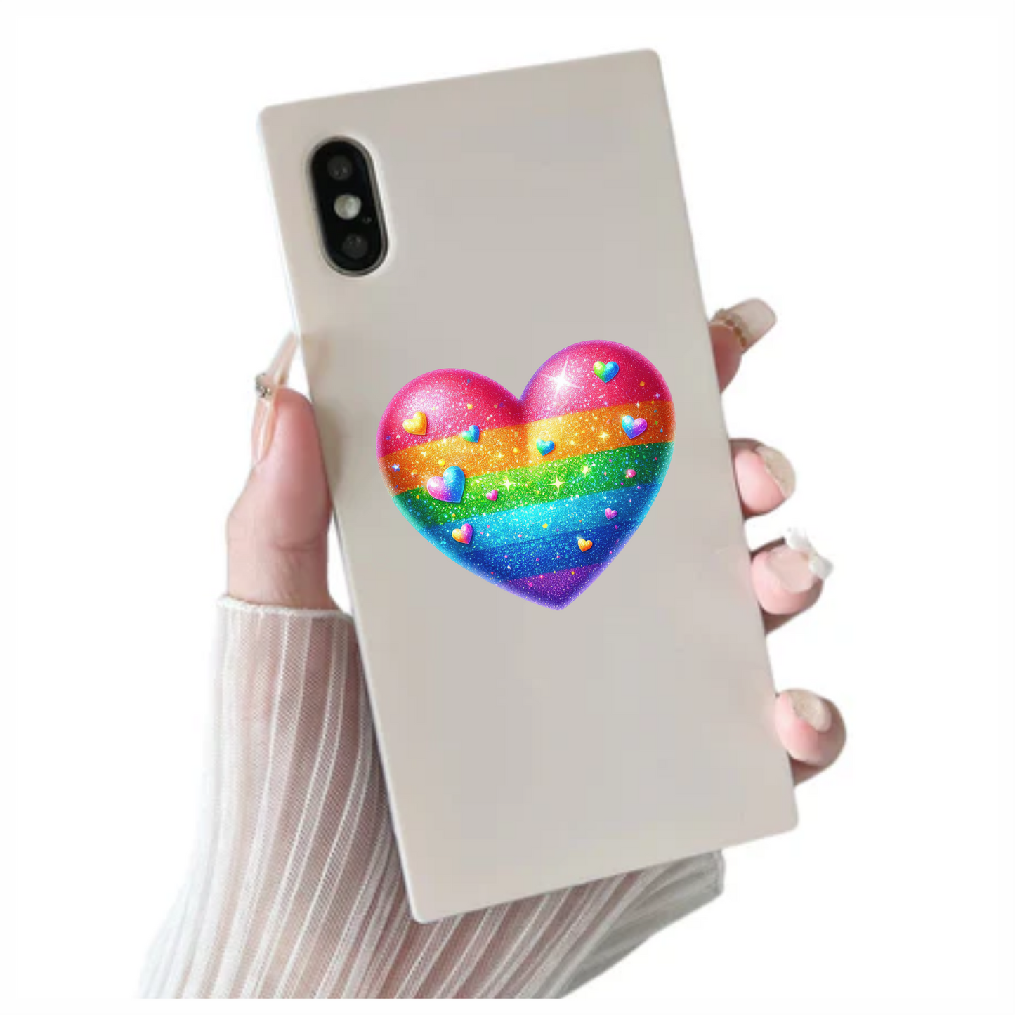 Rainbow Heart Sparkles Glitter Vinyl Sticker Decal