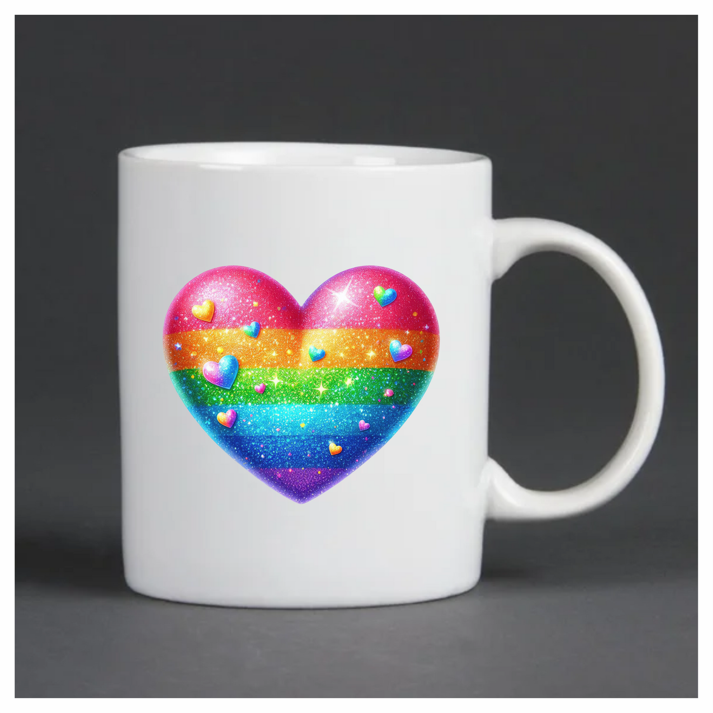 Rainbow Heart Sparkles Glitter Vinyl Sticker Decal