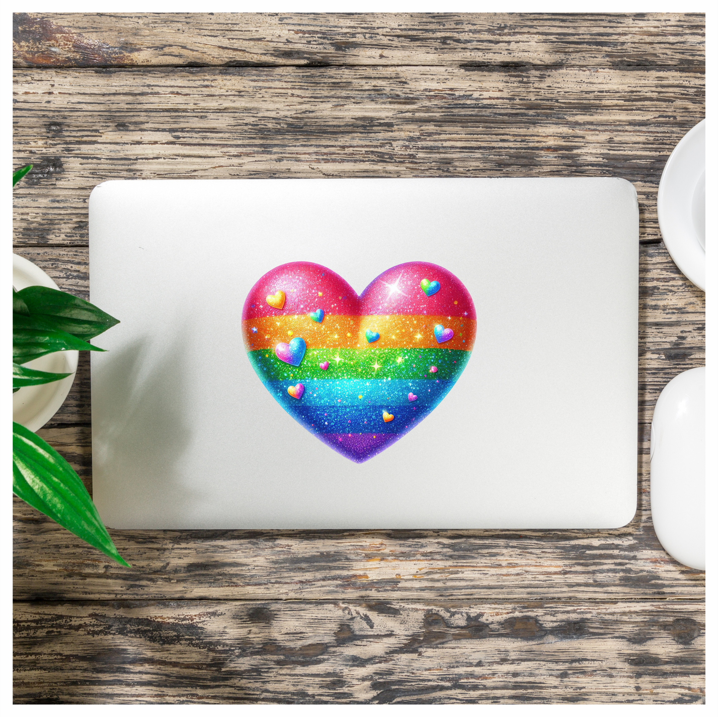 Rainbow Heart Sparkles Glitter Vinyl Sticker Decal