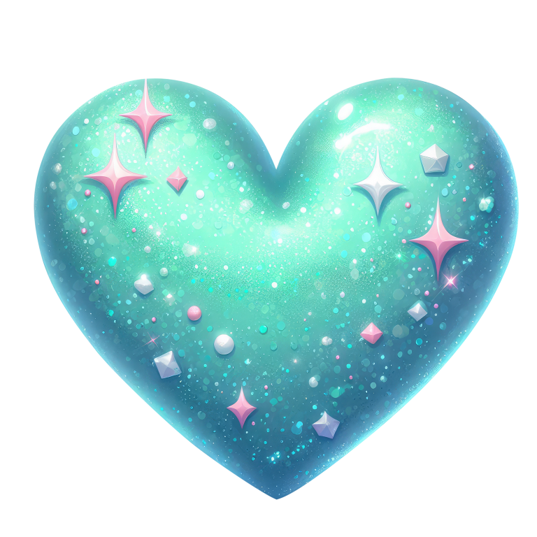 Blue Heart Sparkles Gems Shiny Vinyl Sticker Decal