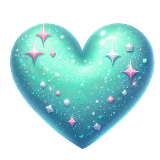 Blue Heart Sparkles Gems Shiny Vinyl Sticker Decal