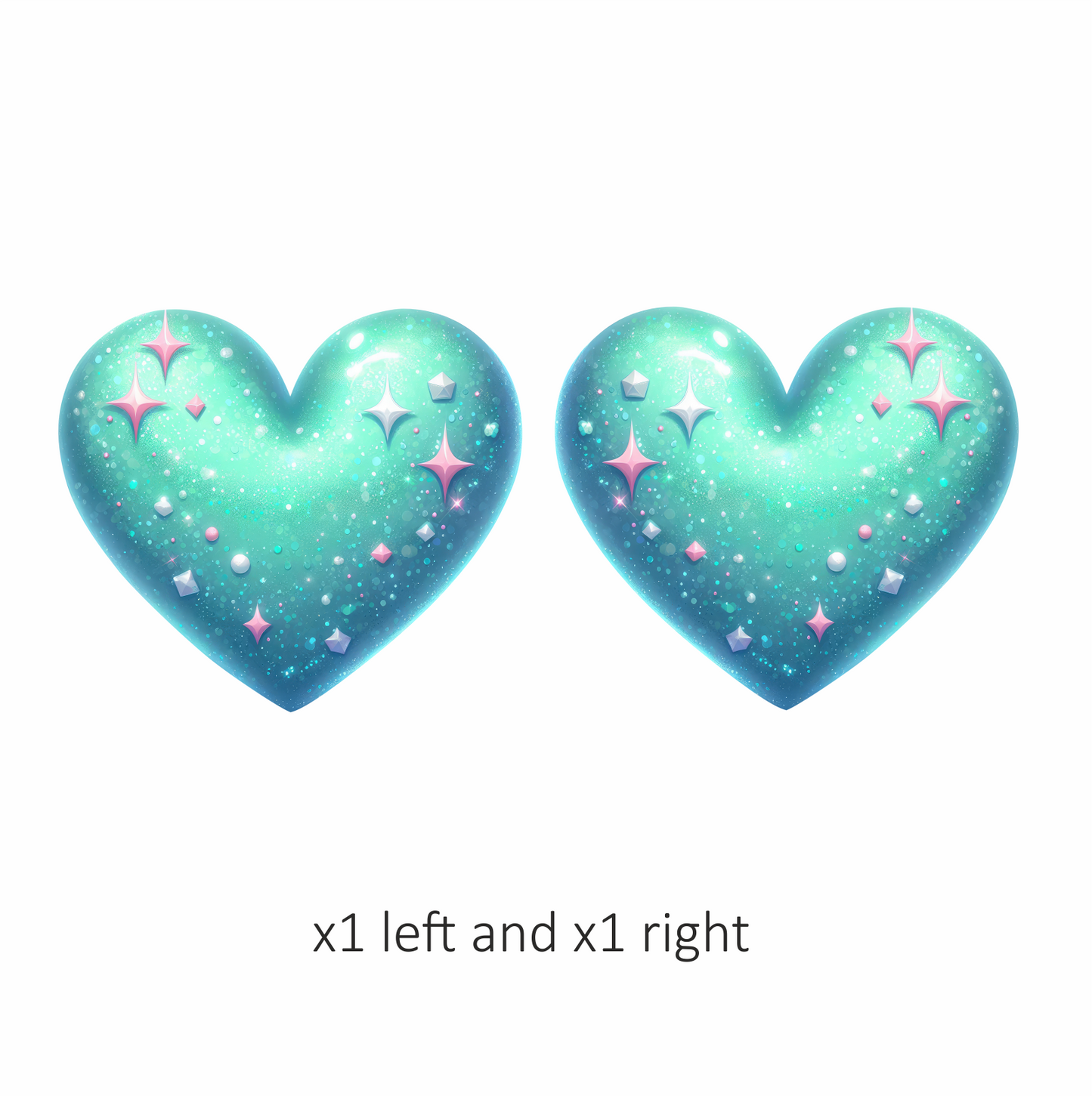 Blue Heart Sparkles Gems Shiny Vinyl Sticker Decal
