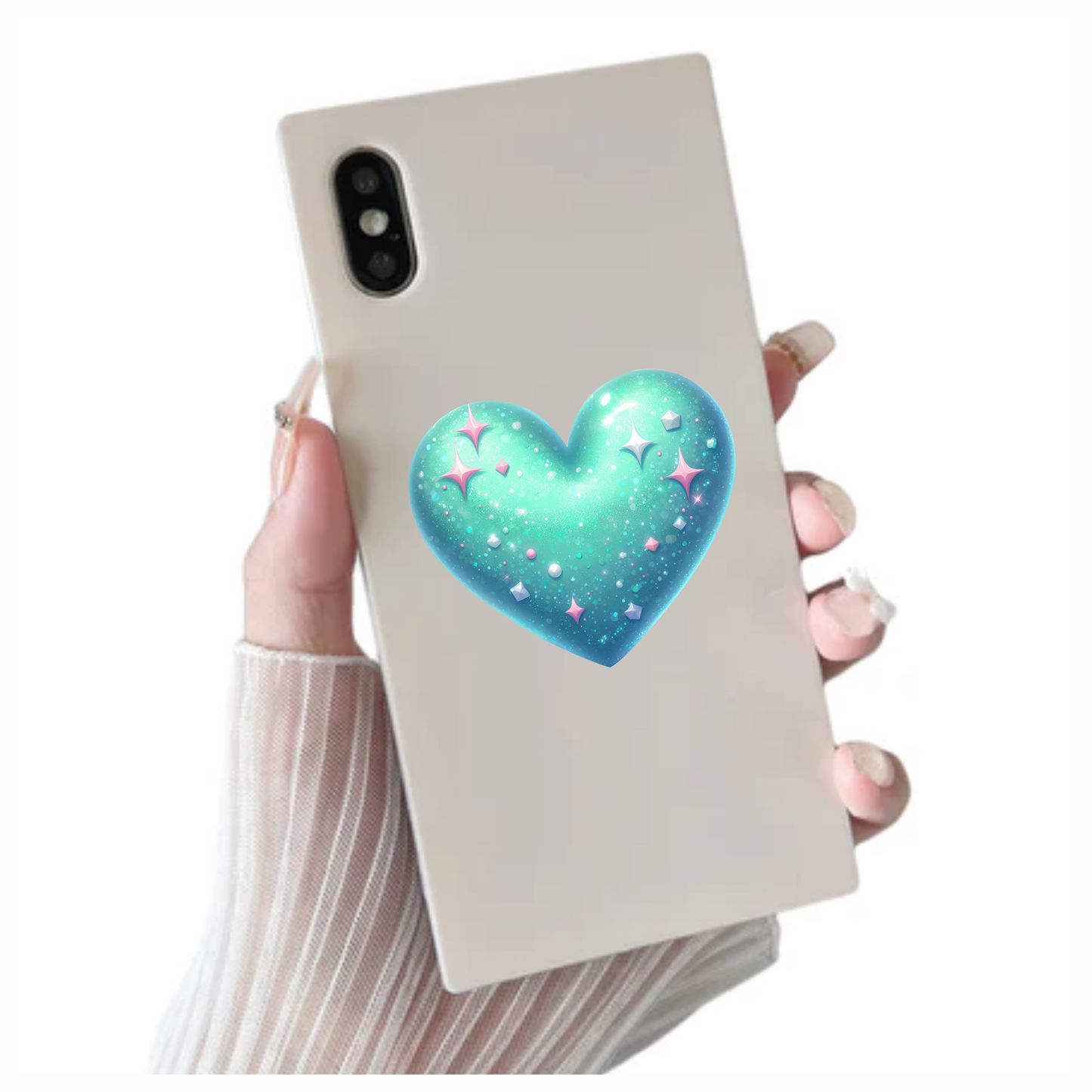 Blue Heart Sparkles Gems Shiny Vinyl Sticker Decal