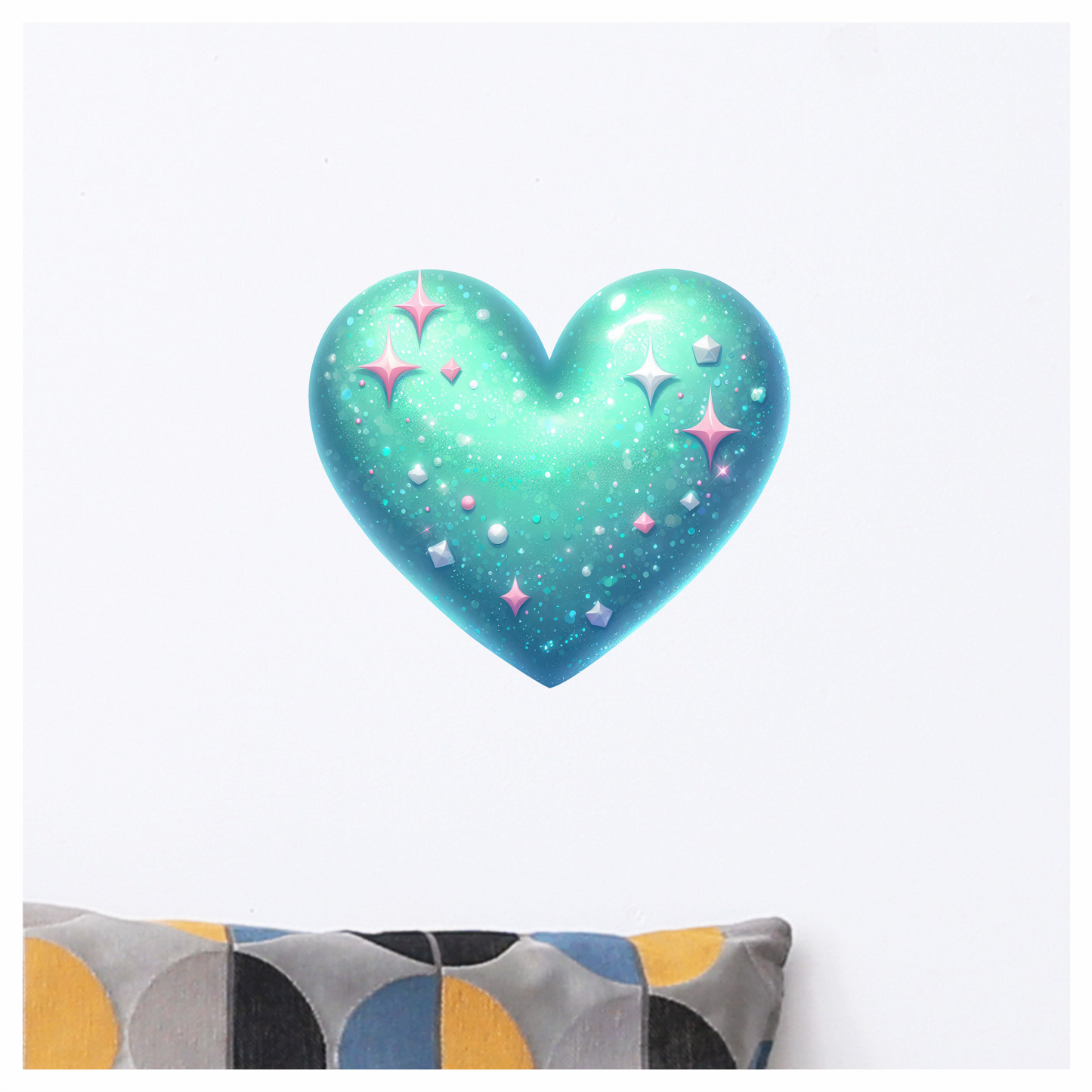 Blue Heart Sparkles Gems Shiny Vinyl Sticker Decal