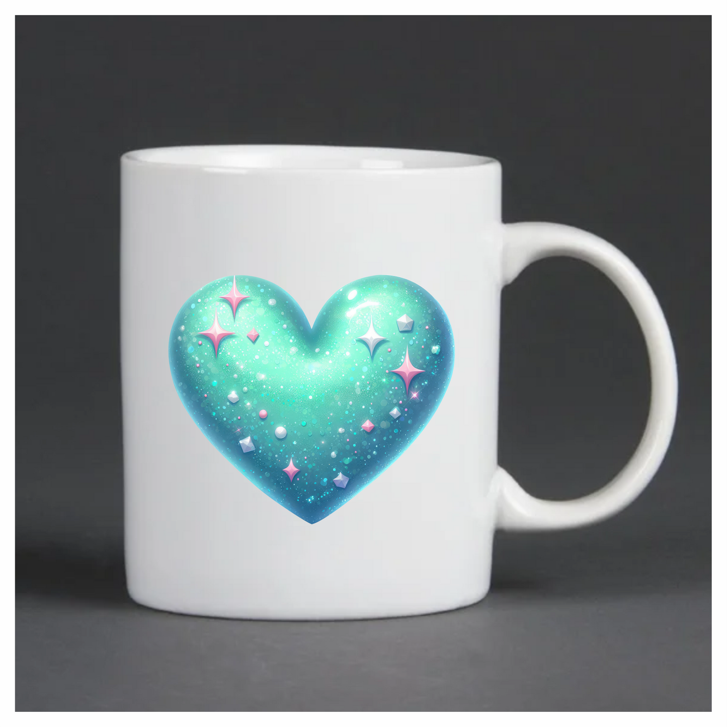Blue Heart Sparkles Gems Shiny Vinyl Sticker Decal
