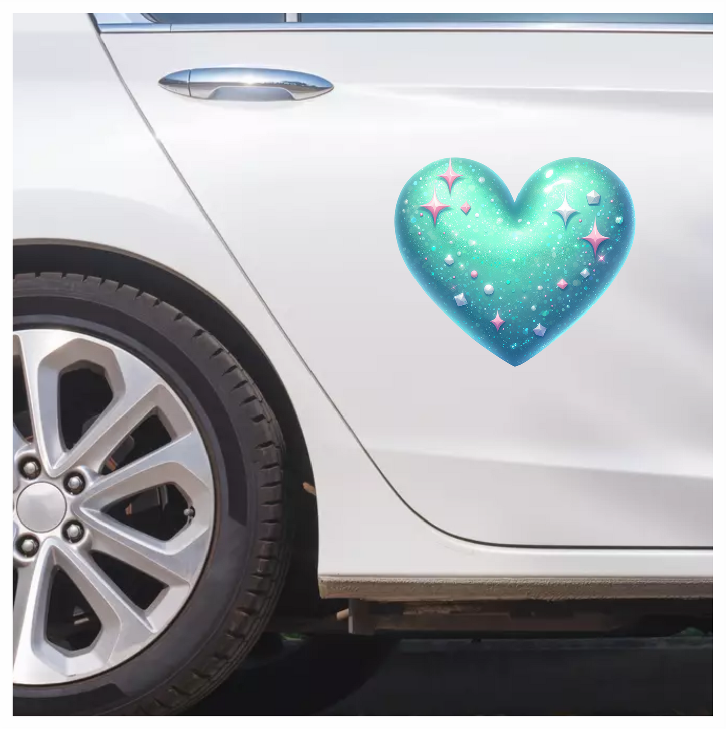 Blue Heart Sparkles Gems Shiny Vinyl Sticker Decal