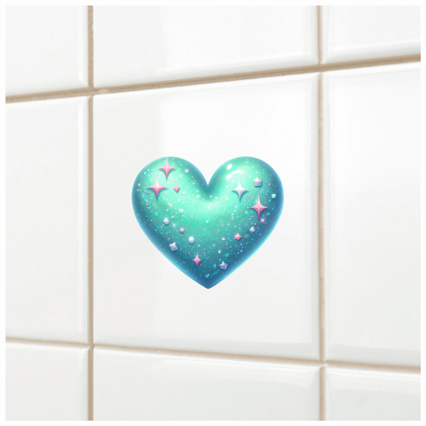 Blue Heart Sparkles Gems Shiny Vinyl Sticker Decal