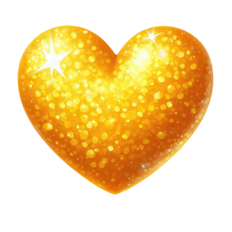 Golden Heart Sparkles Bright Vinyl Sticker Decal