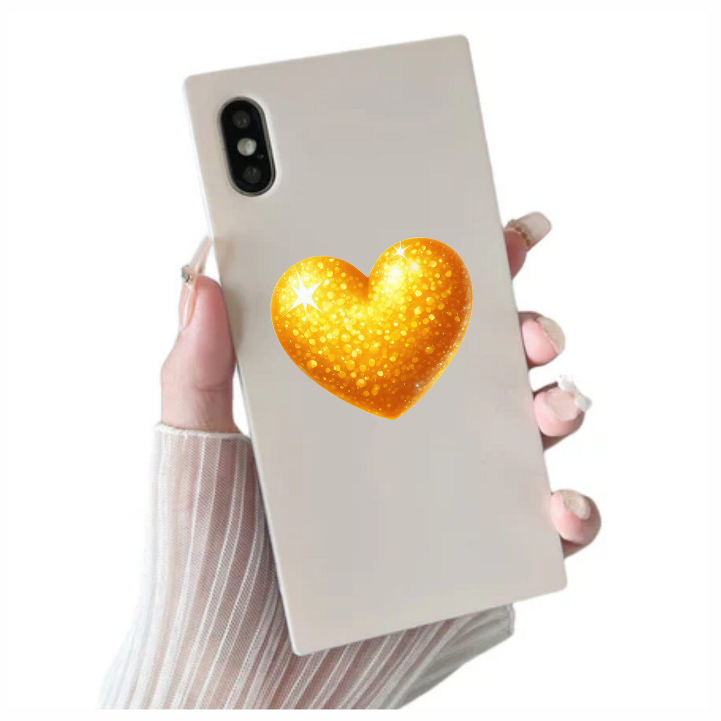 Golden Heart Sparkles Bright Vinyl Sticker Decal