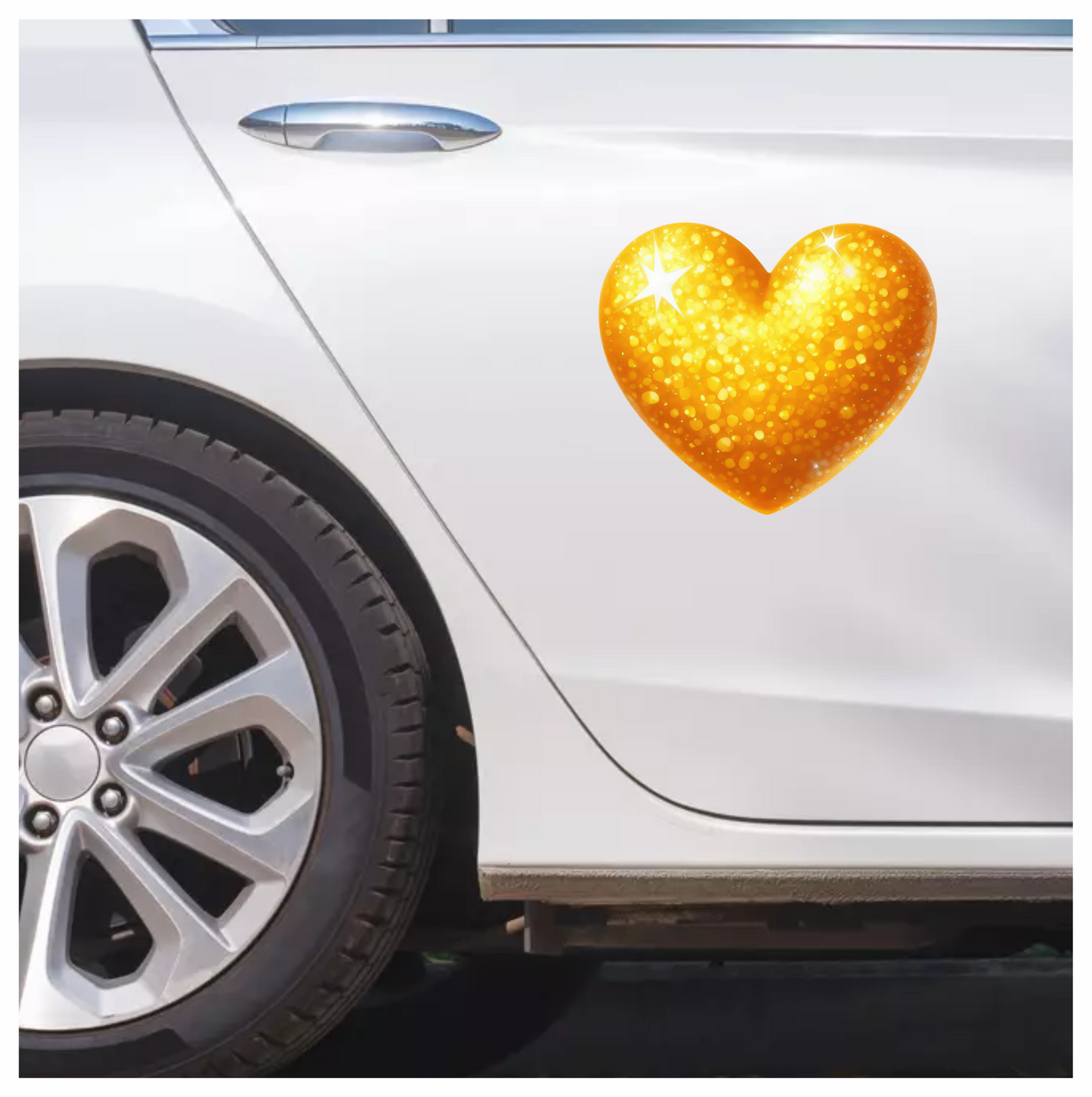 Golden Heart Sparkles Bright Vinyl Sticker Decal