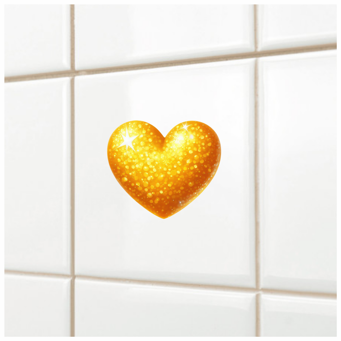 Golden Heart Sparkles Bright Vinyl Sticker Decal