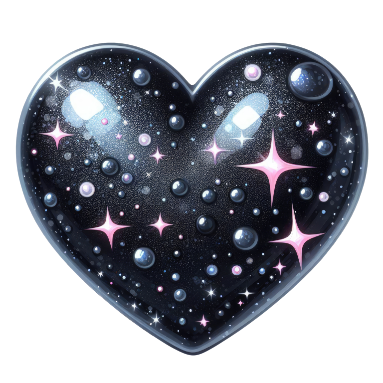 Black Sparkling Heart Shaped Object Stars Vinyl Sticker Decal