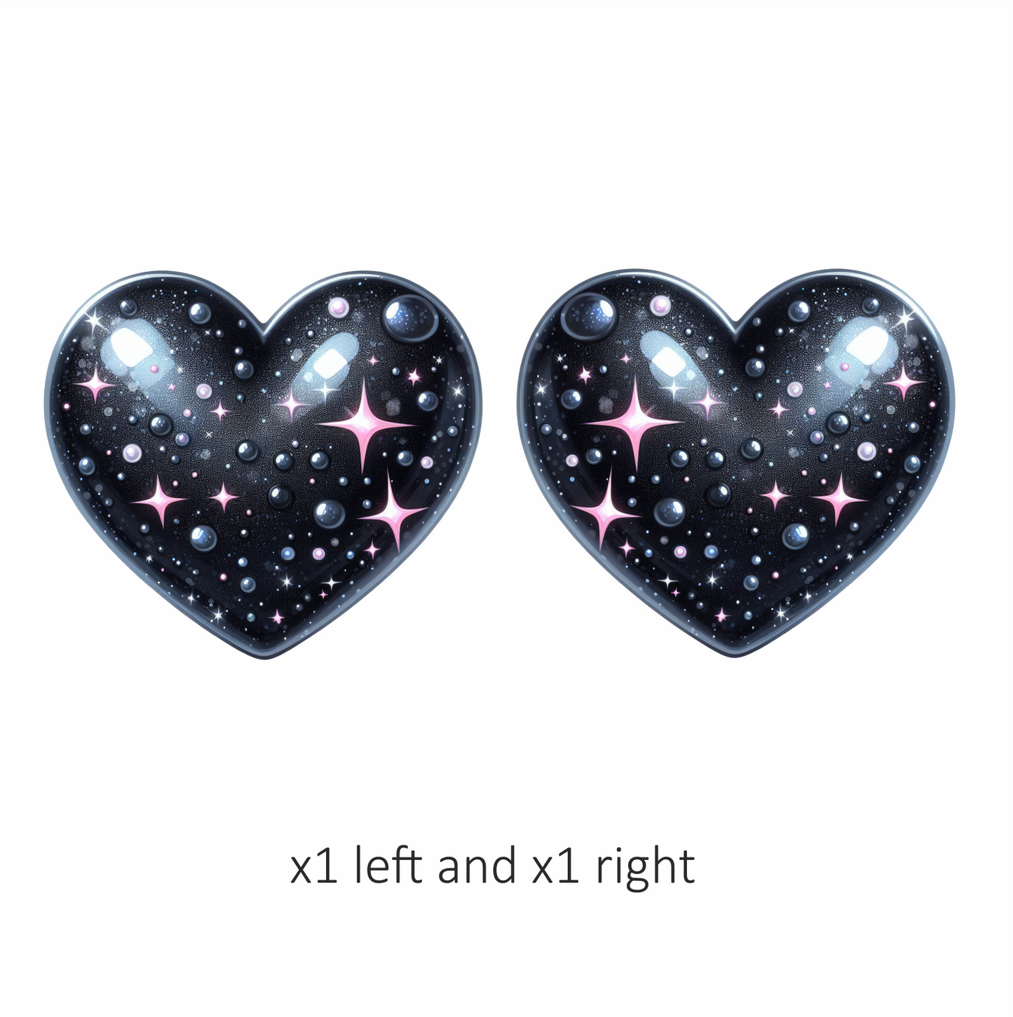 Black Sparkling Heart Shaped Object Stars Vinyl Sticker Decal
